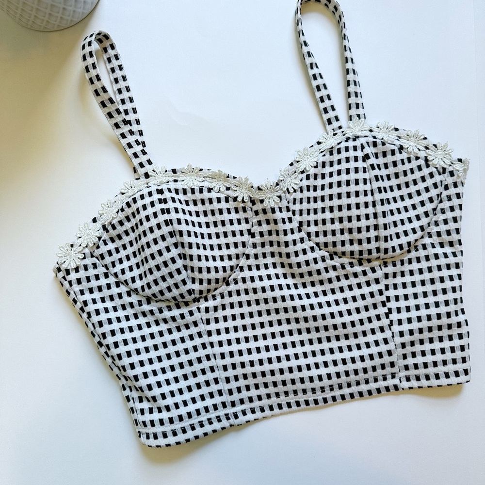 MINKPINK - Gingham bustier with lace